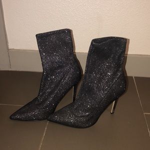 Like New - Topshop Black Glitter Ankle Sock Booties
